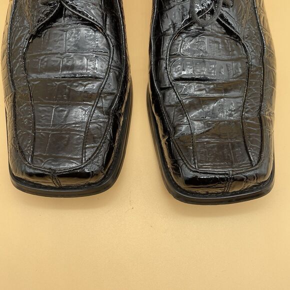 Sevasta Italiano Leather Dress Shoes Men's 11 Black Snake Pattern Dandy Grandad - Picture 5 of 16